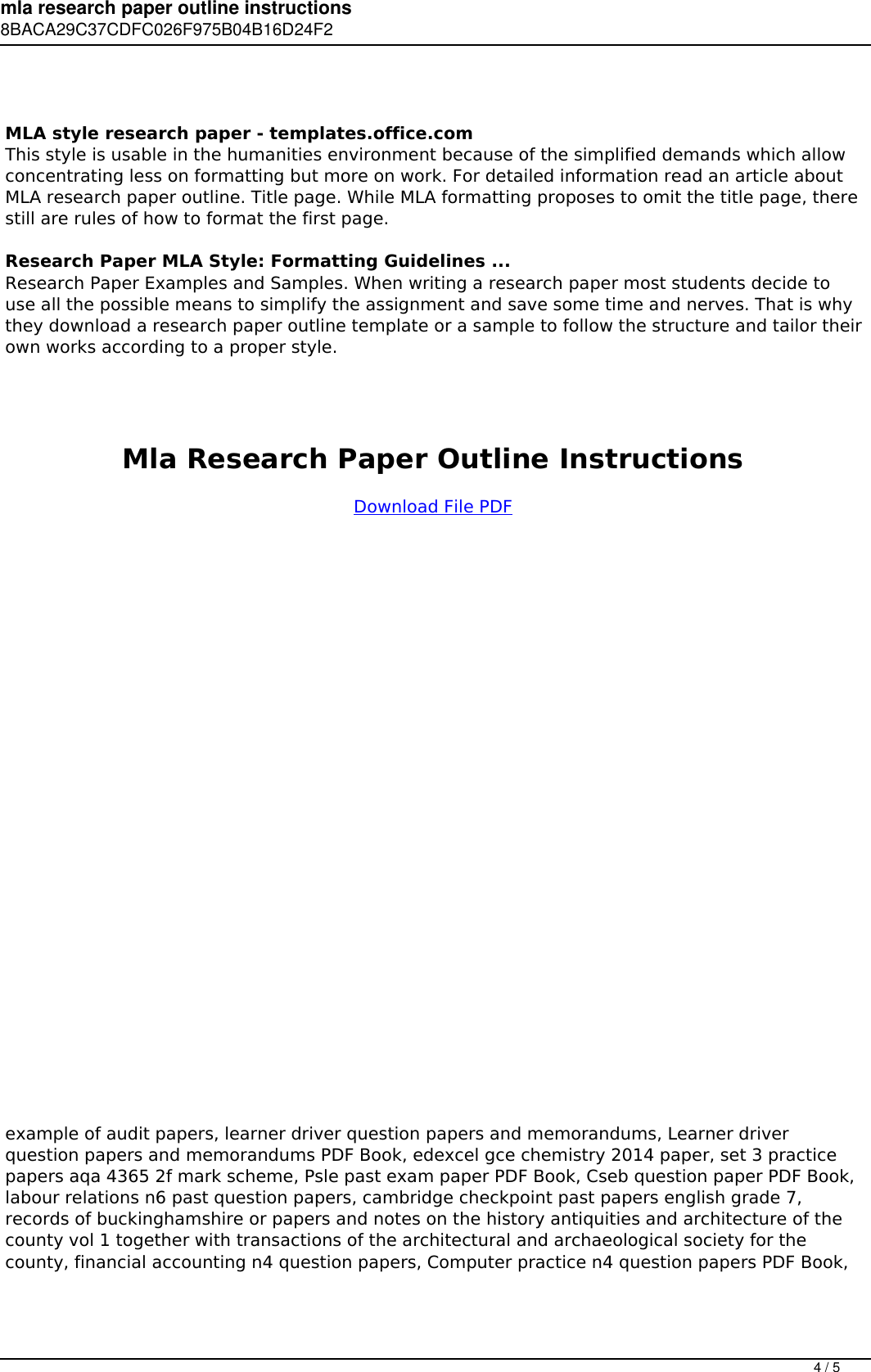 mla research paper outline pdf