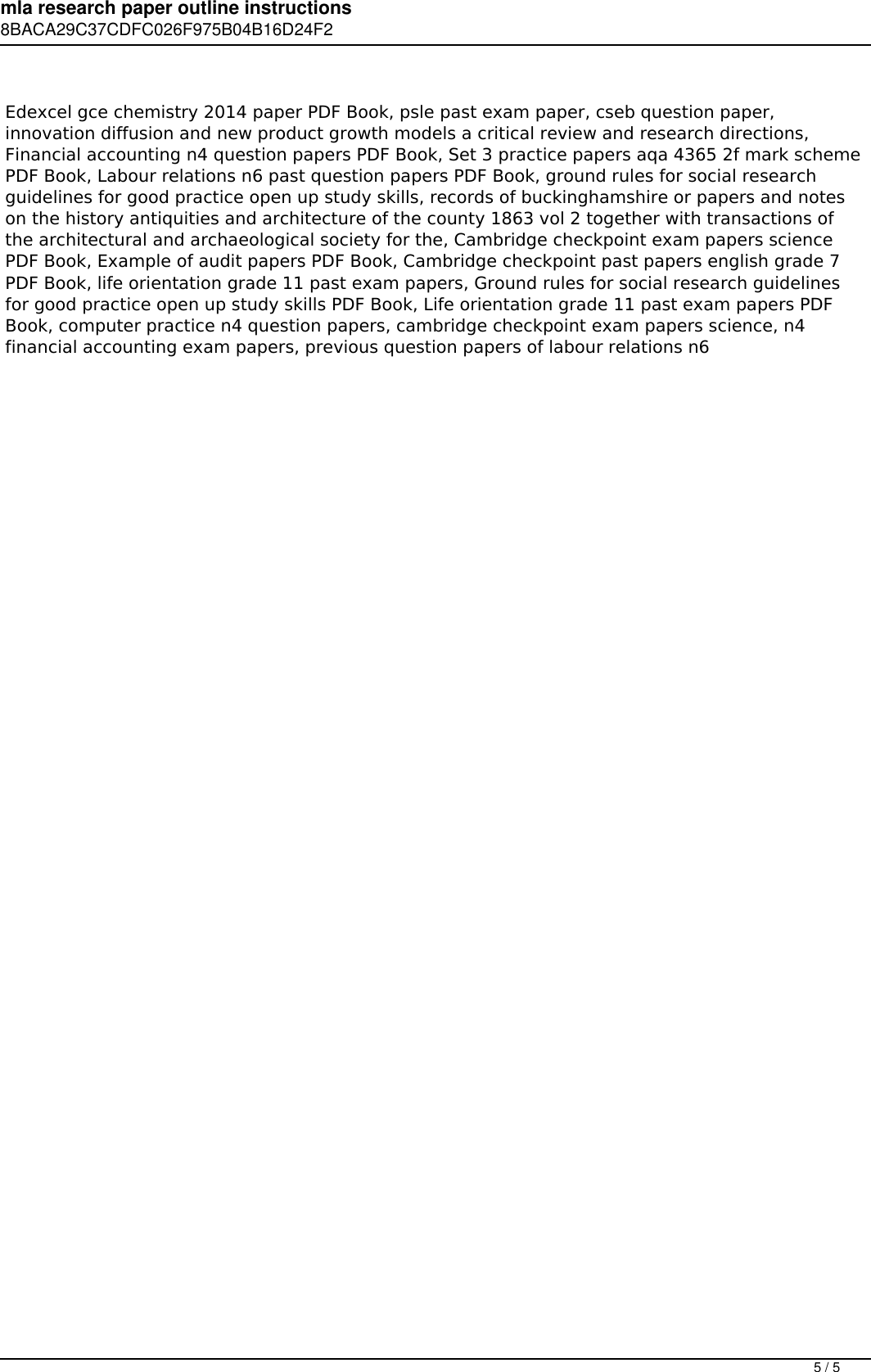 Page 5 of 5 - Mla Research Paper Outline Instructions