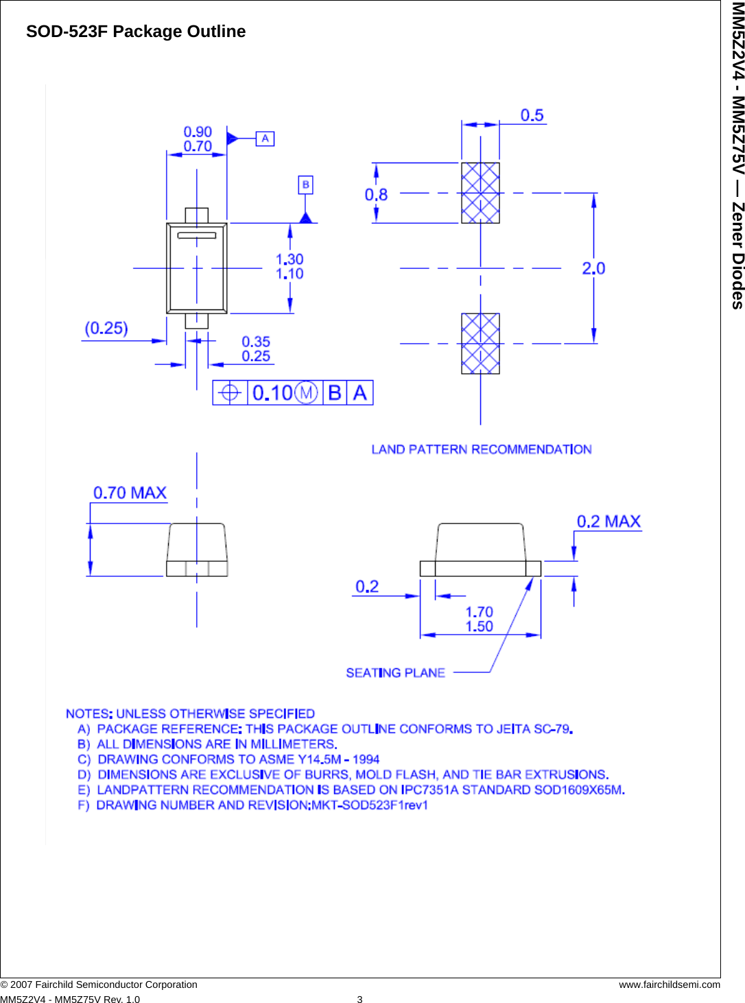Page 3 of 5 - MM5Z2V4 - MM5Z75V Datasheet. Www.s-manuals.com. Mm5z2v4-mmz5z75v R1.0 Fairchild