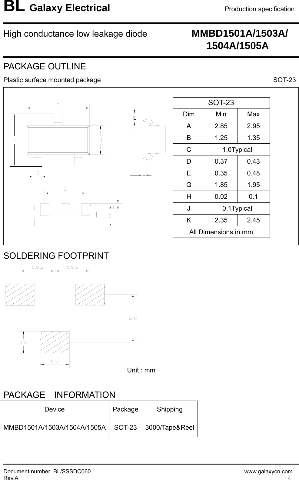 Page 4 of 5 - MMBD1501A, MMBD1503A, MMBD1504A, MMBD1505A - Datasheet. Www.s-manuals.com. Mmbd-1505a Galaxy