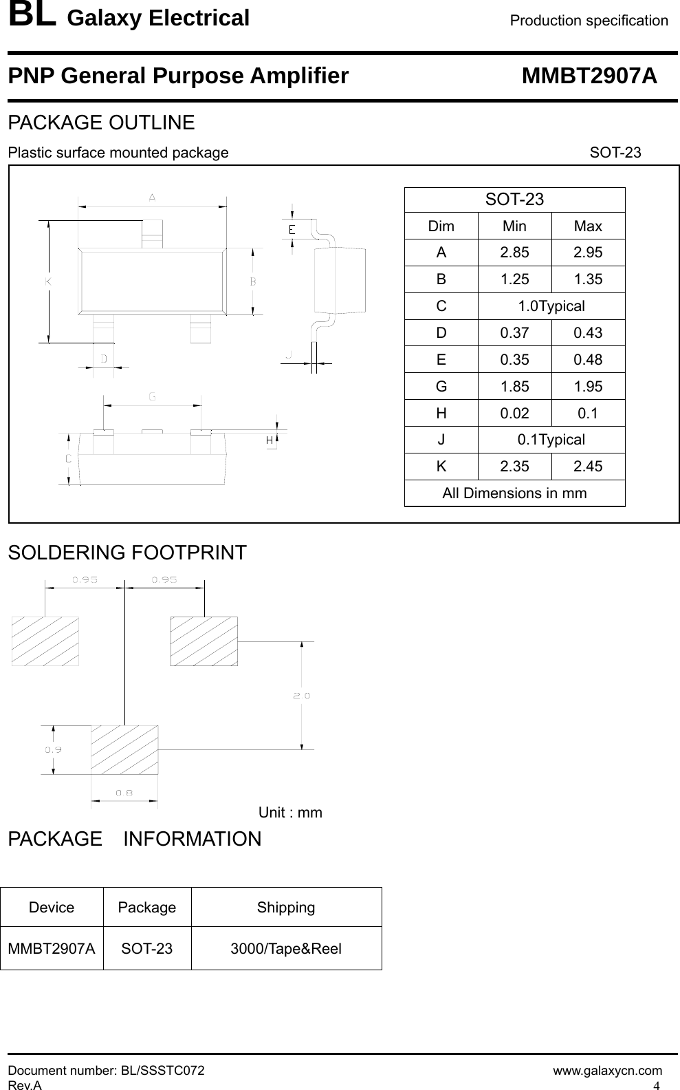 Page 4 of 5 - MMBT2907A - Datasheet. Www.s-manuals.com. Galaxy