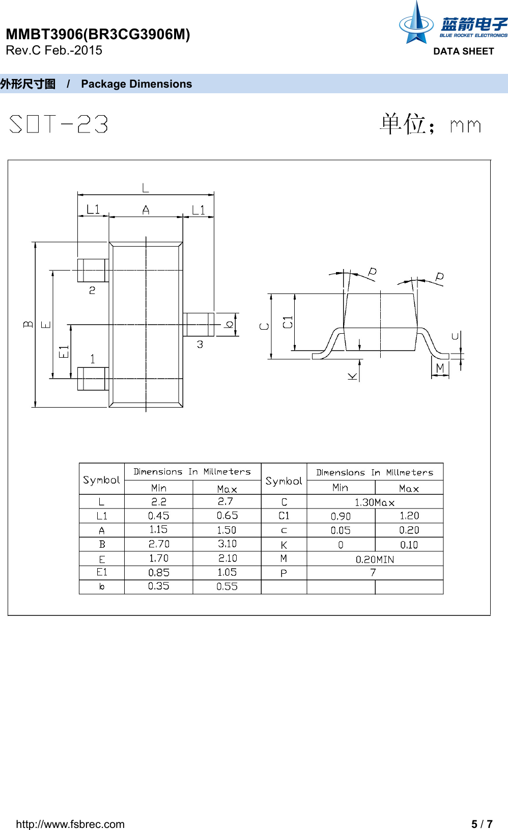 Page 5 of 8 - MMBT3906, BR3CG3906M - Datasheet. Www.s-manuals.com. Rc Blue Rocket