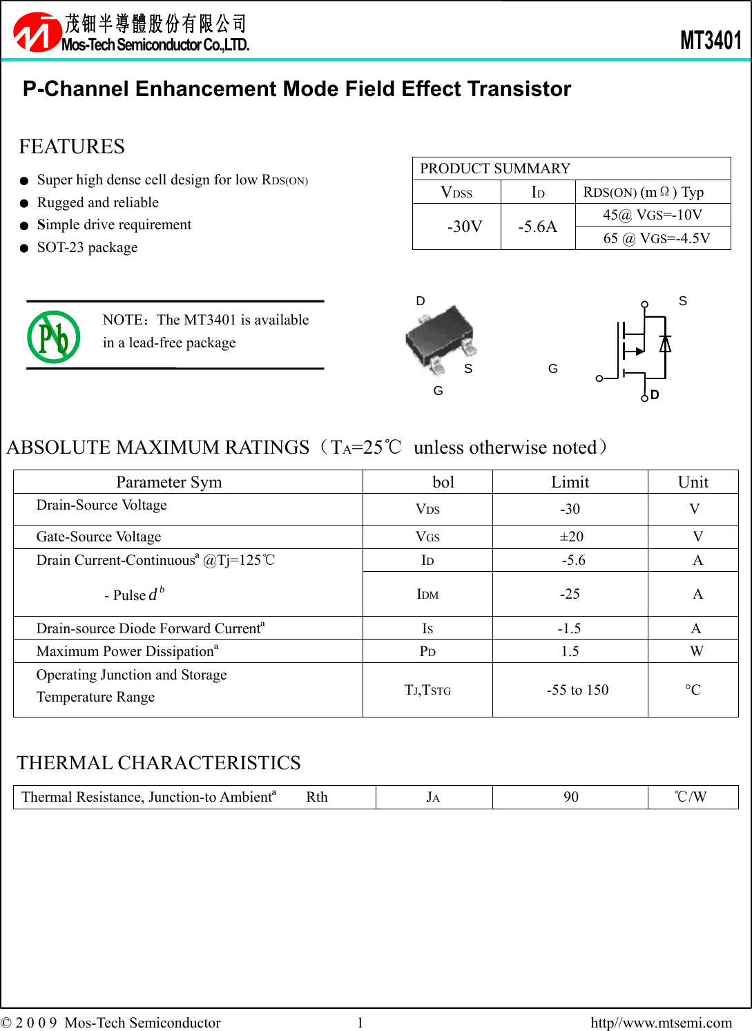 Page 1 of 9 - MT3401 - Datasheet. Www.s-manuals.com. Mos-tech