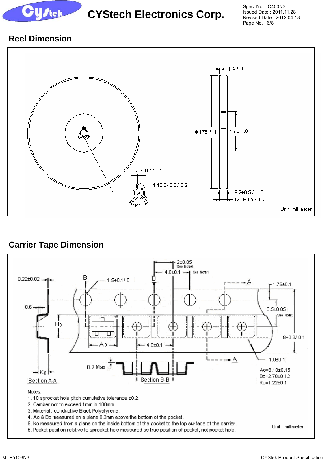 Page 6 of 9 - MTP5103N3 - Datasheet. Www.s-manuals.com. Cystek