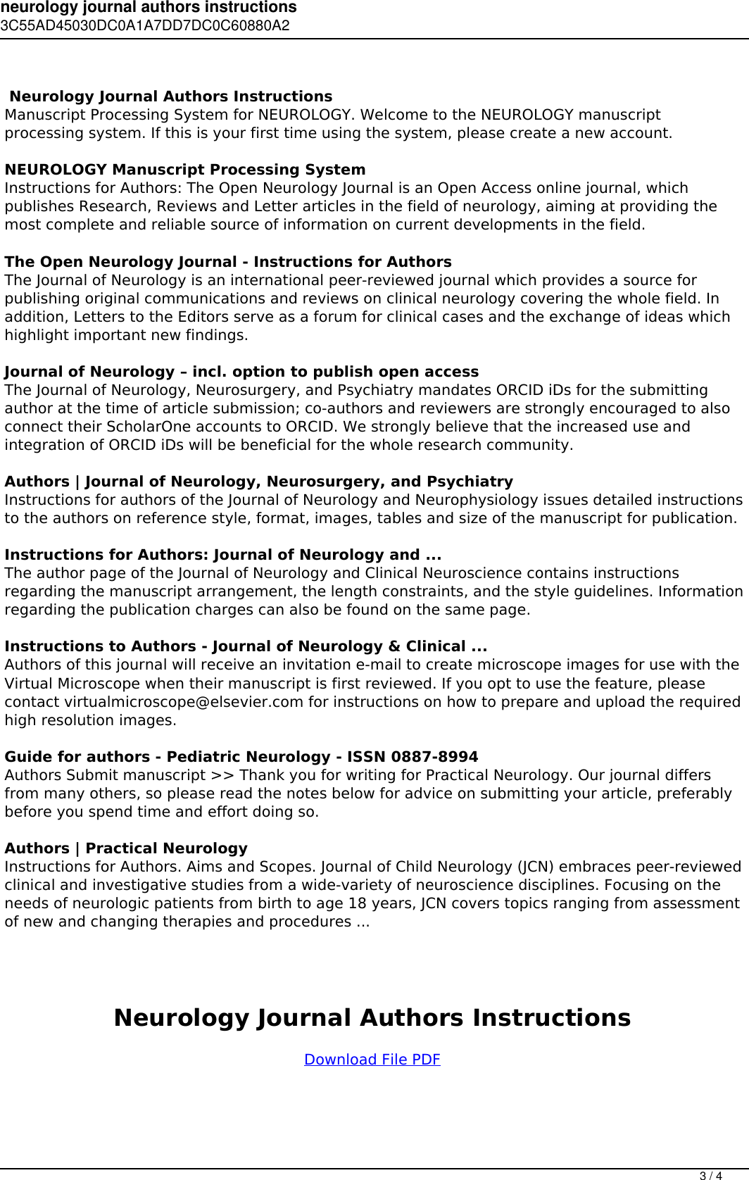 Neurology Journal Authors Instructions