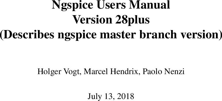 Ngspice User Manual
