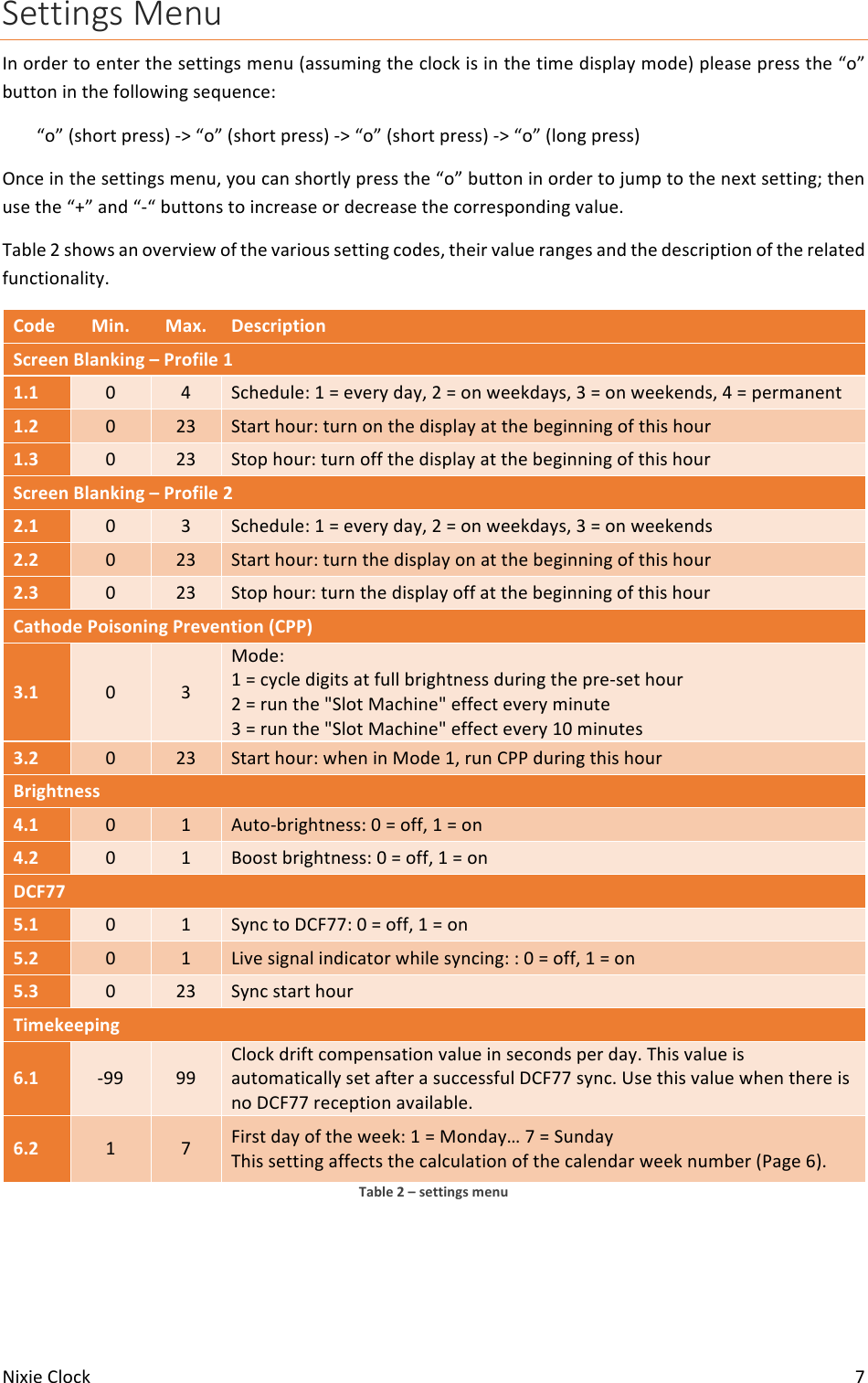 Nixie clock user manual