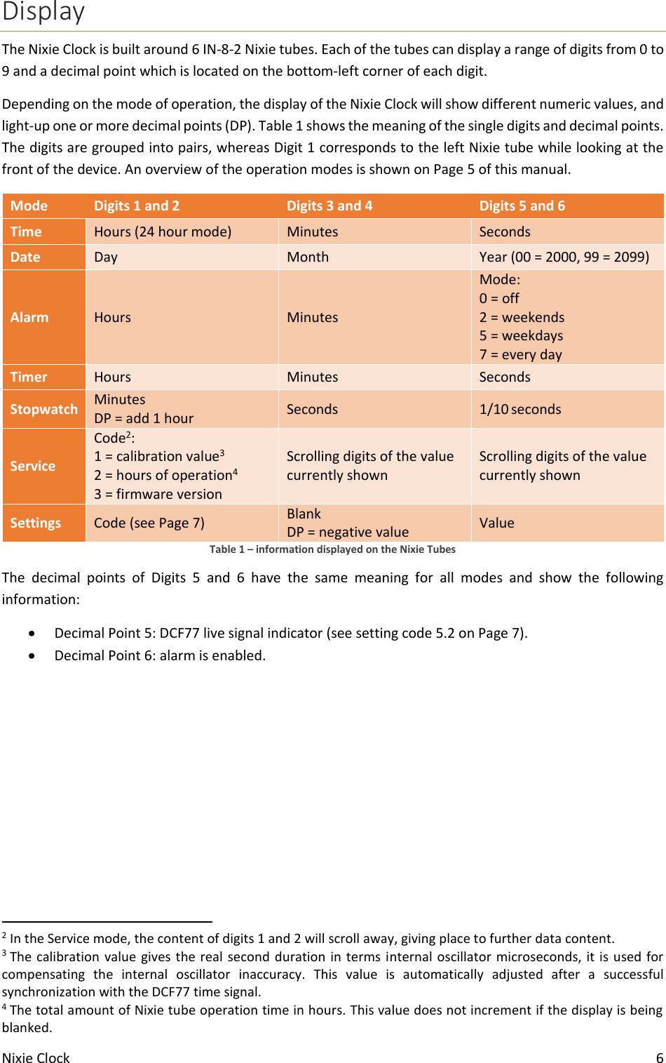 Nixie clock user manual
