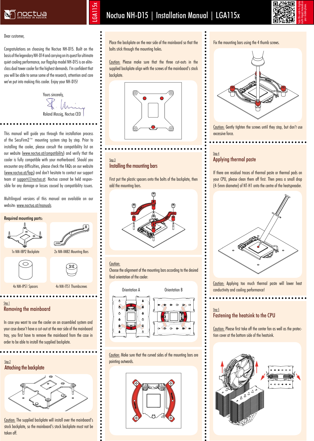Page 1 of 6 - Noctua NH-D15 (EN) Nh D15 Manual En