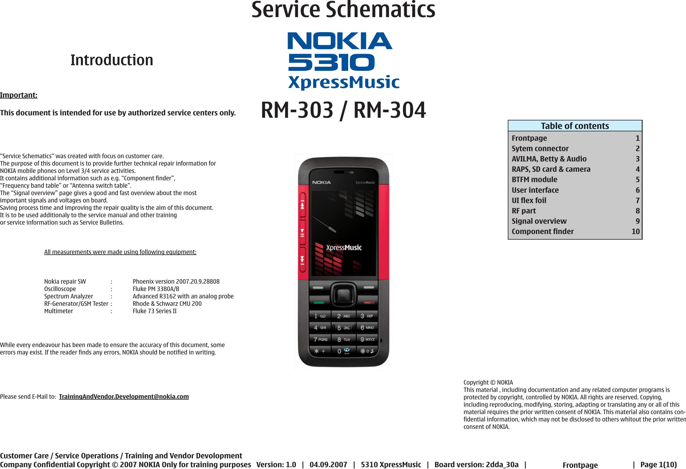 Page 1 of 10 - Nokia 5310xm Rm-303 Rm-304 Service Schematics V1