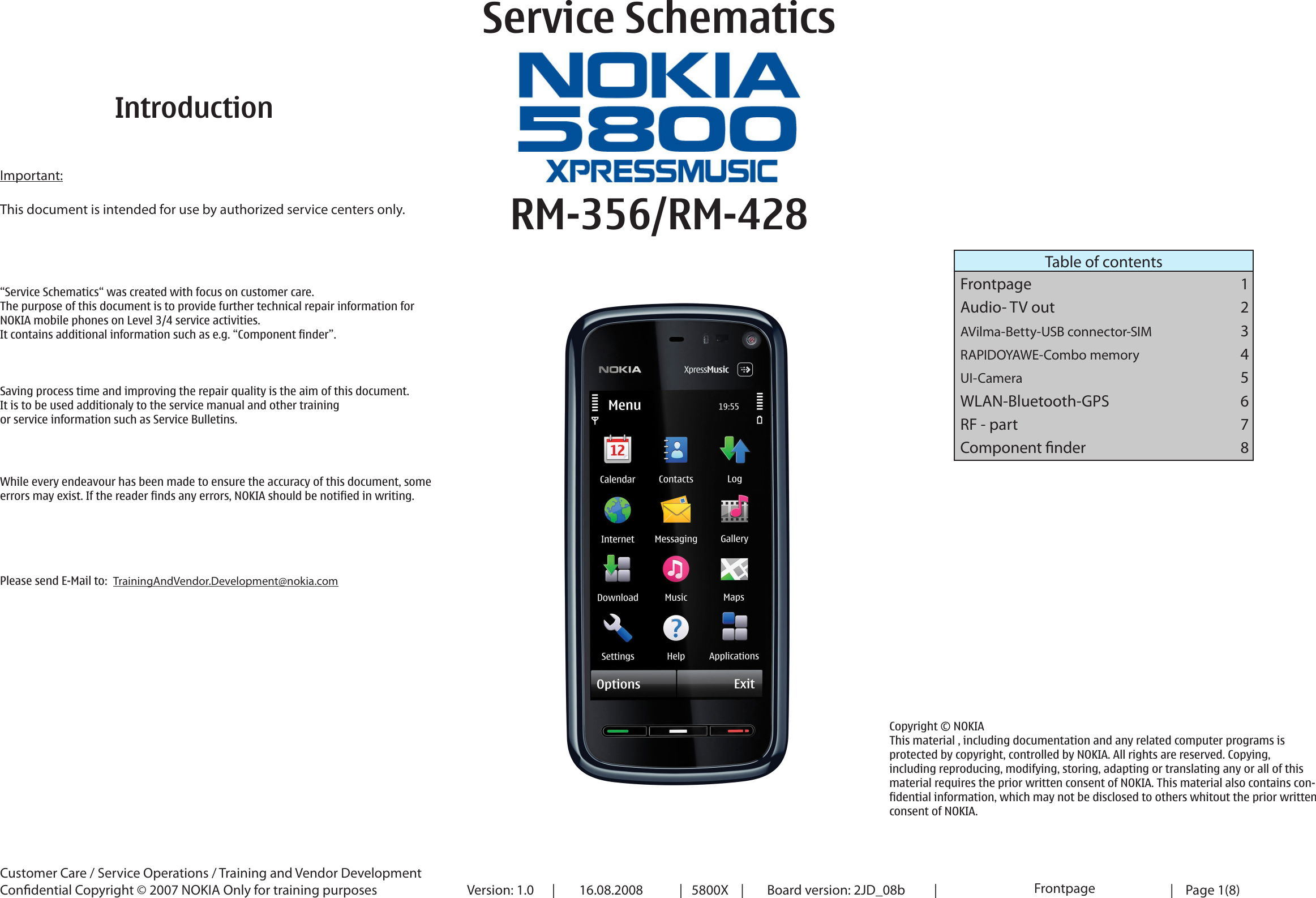 Page 1 of 8 - Nokia 5800xm Rm-356 Rm-428 Service Schematics V1