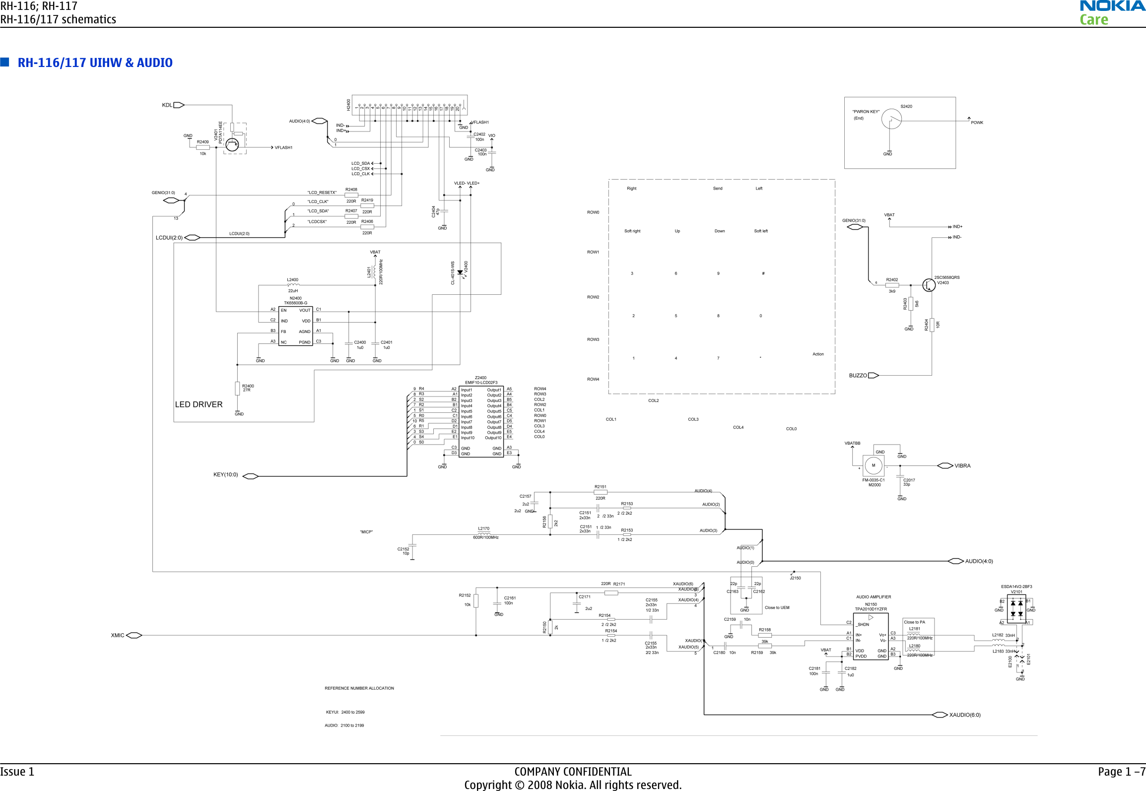 Page 10 of 11 - Nokia 7070 Rh-116, Rh-117 Schematics