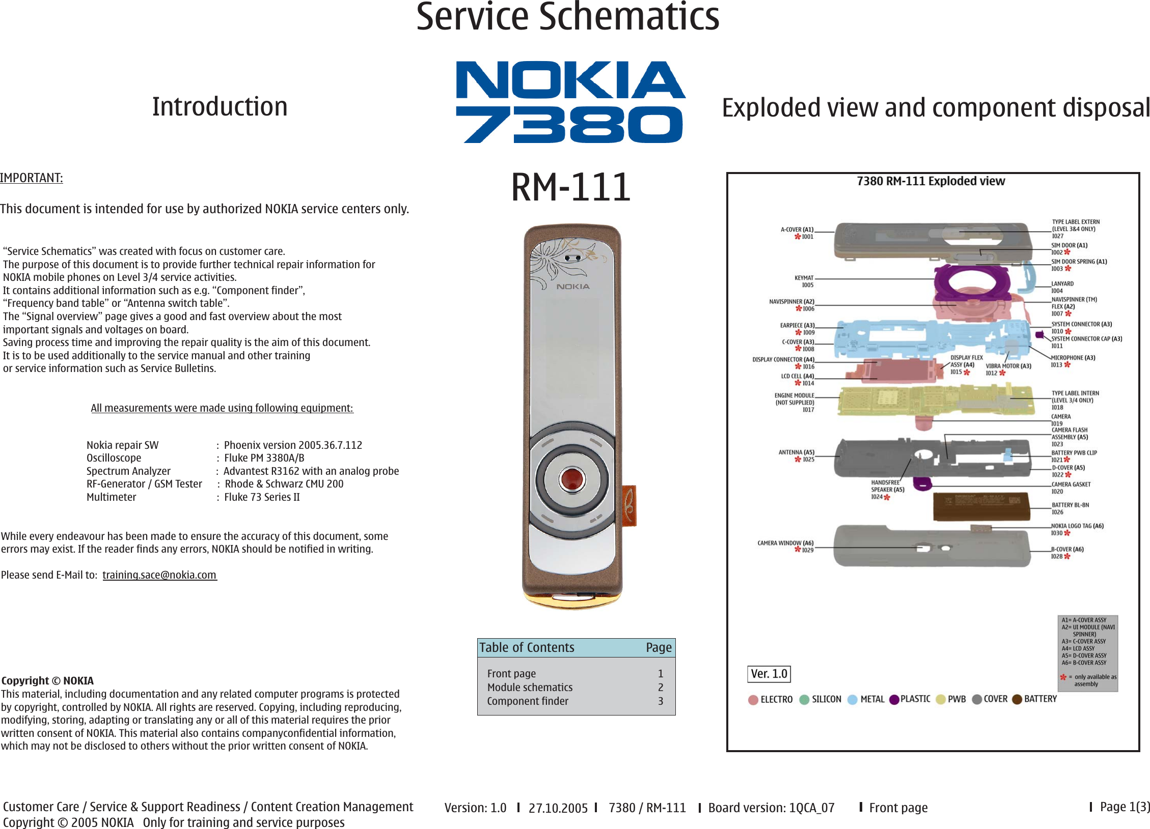 Page 1 of 3 - Paris2 Nokia 7380 Rm-111 Service Schematics V1