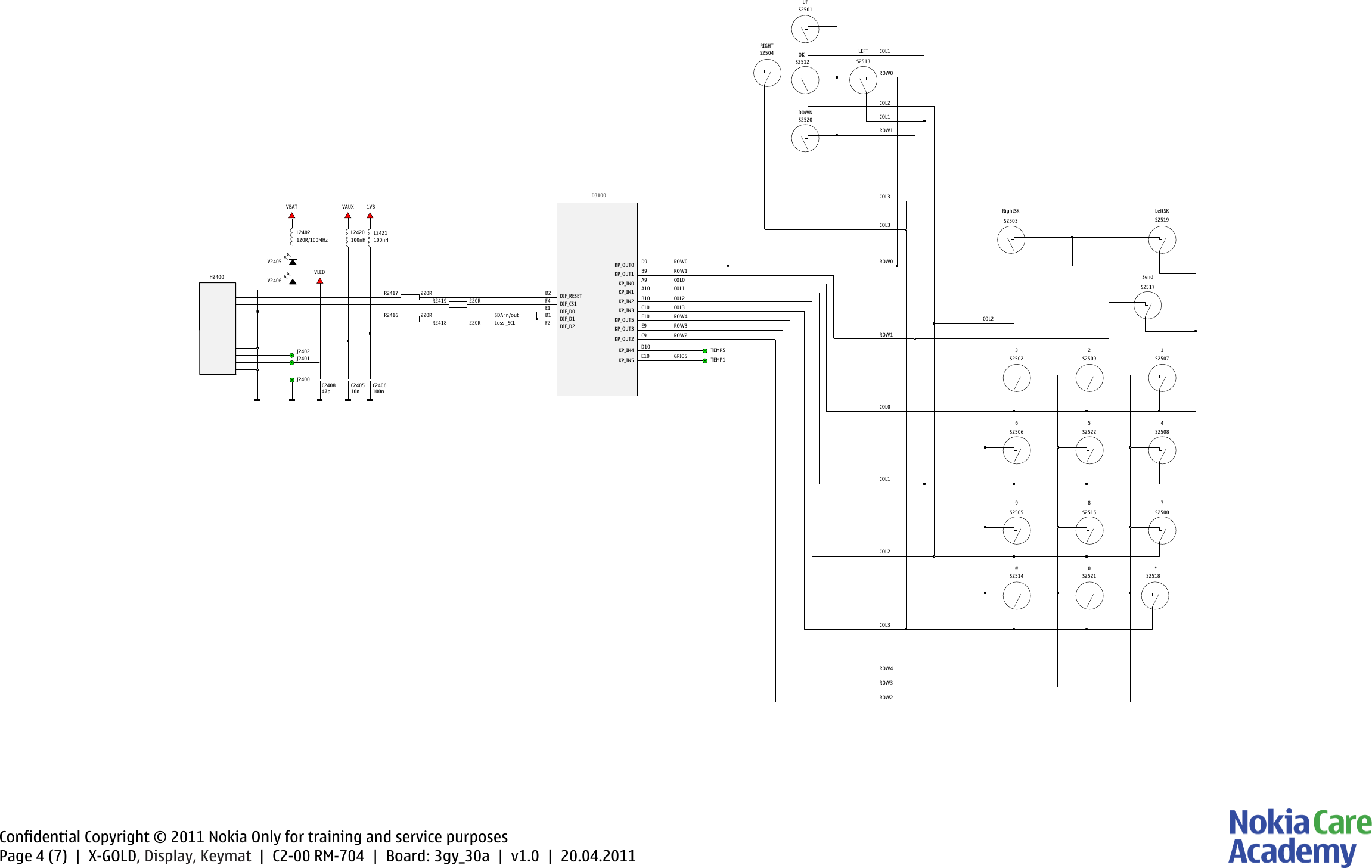 Page 4 of 7 - Nokia C2-00 RM-704 Light Service Schematics V1