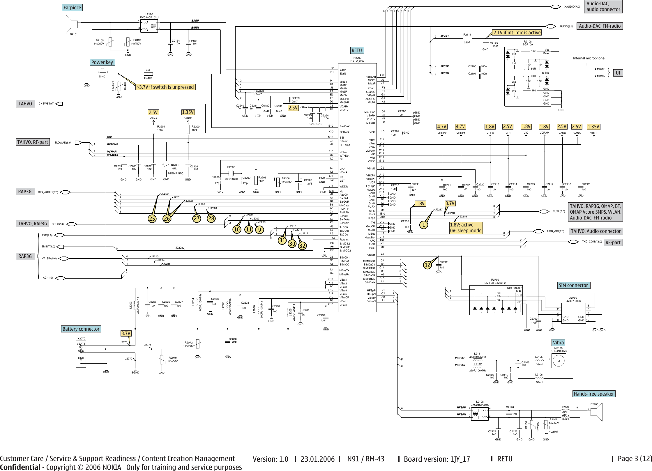 Page 3 of 12 - N91 Schematics Nokia Rm-43 Service