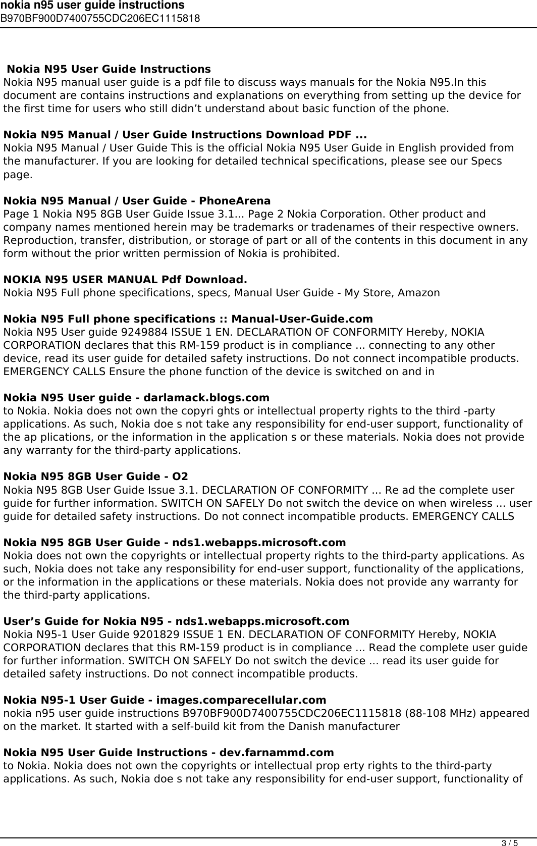 Page 3 of 5 - Nokia N95 User Guide Instructions