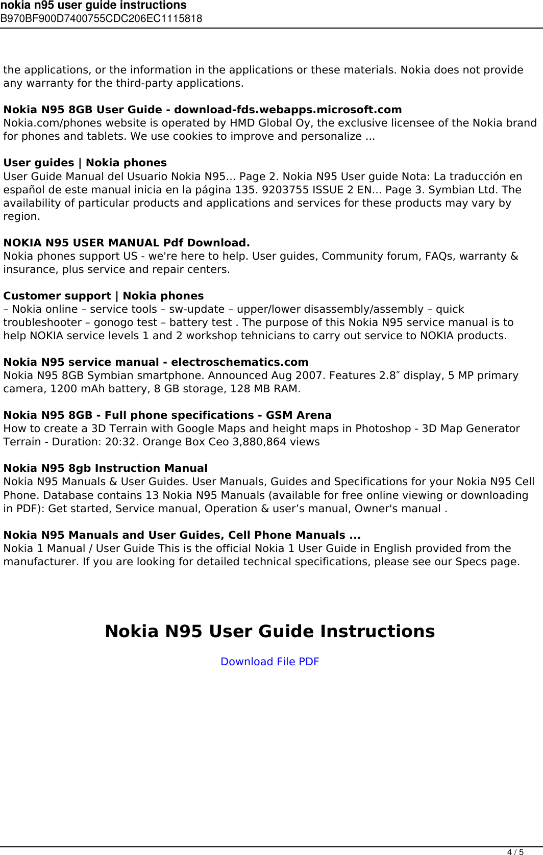 Page 4 of 5 - Nokia N95 User Guide Instructions