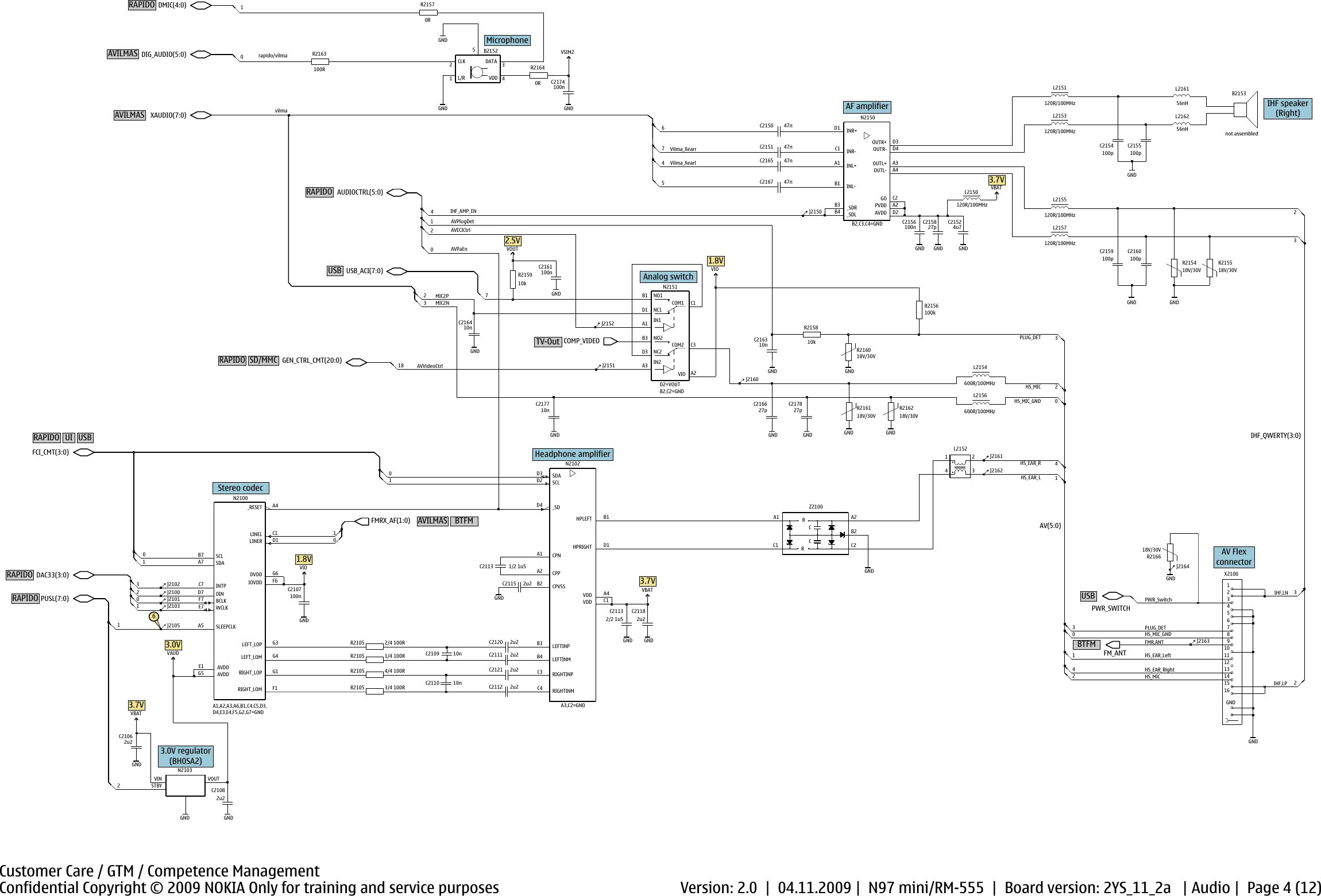 Page 4 of 12 - N97 Mini Service Schematics RM-555 Version 1.0 Nokia V2