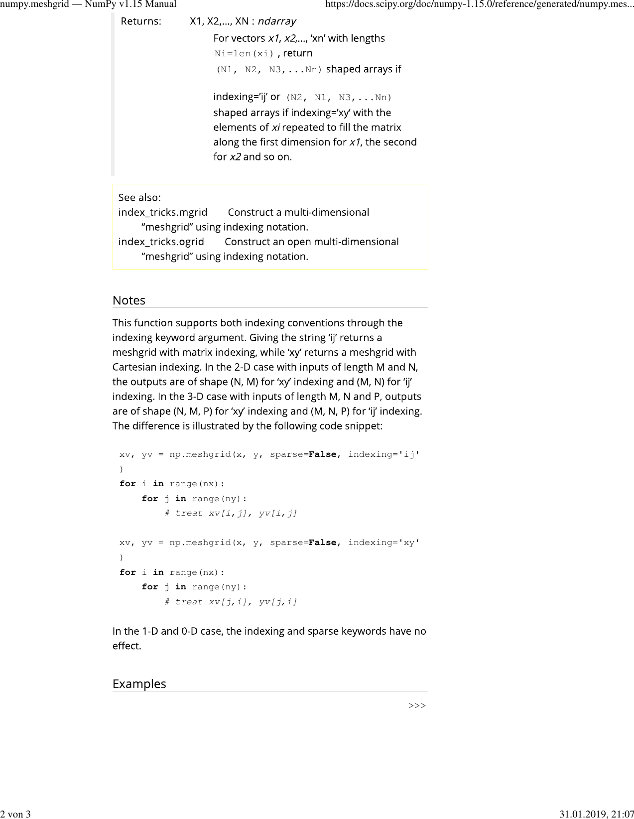 Page 2 of 3 - Numpy.meshgrid Š NumPy V1.15 Manual — Num Py