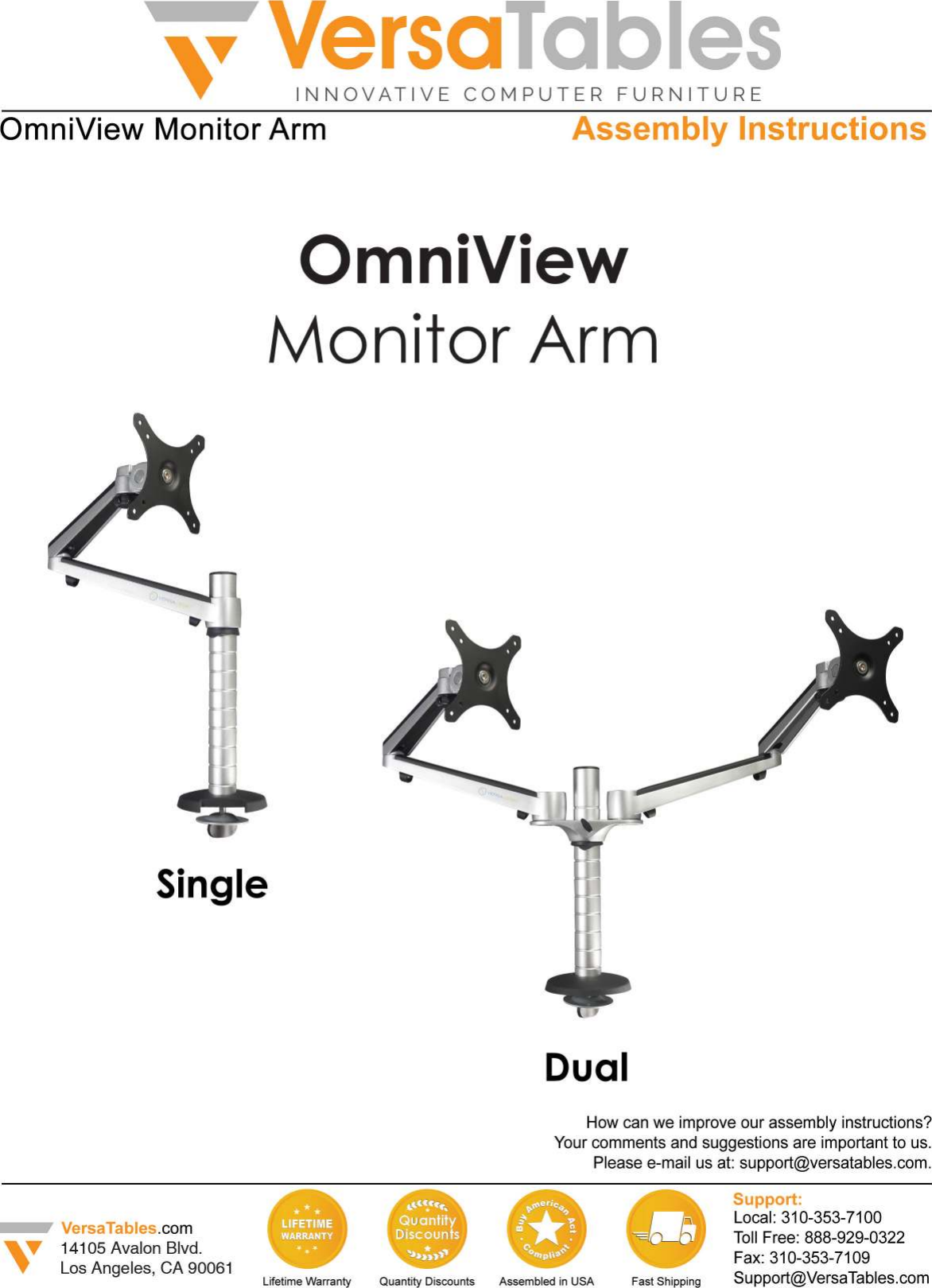 Page 1 of 5 - Omniview-monitorarm-instructions