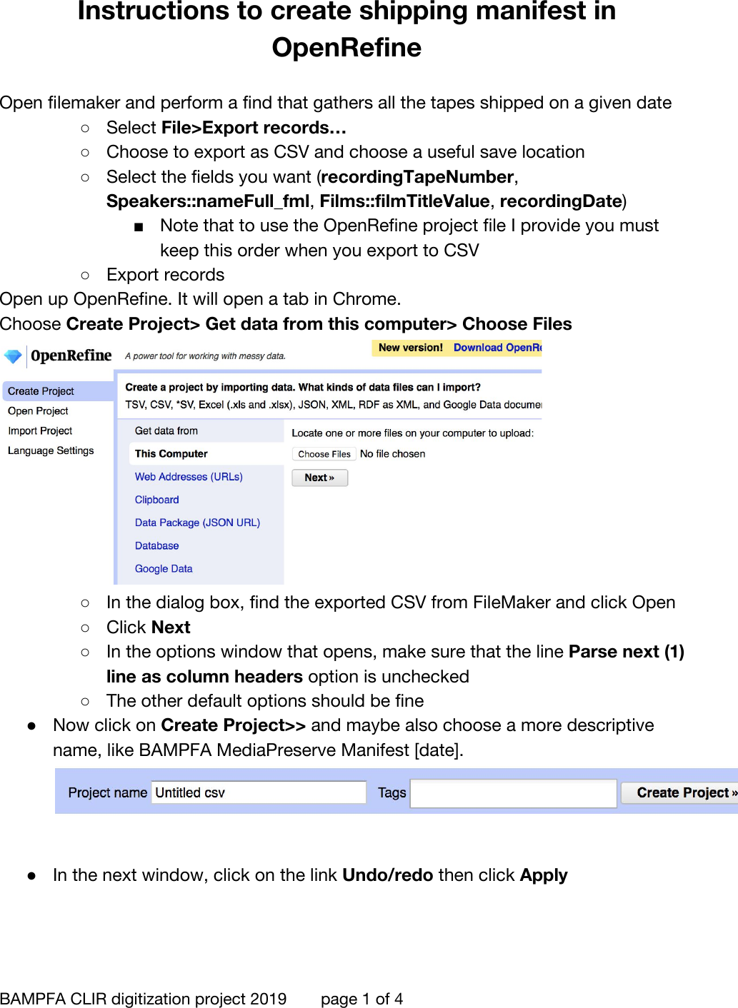 Page 1 of 4 - Openrefine-shipping-manifest-instructions
