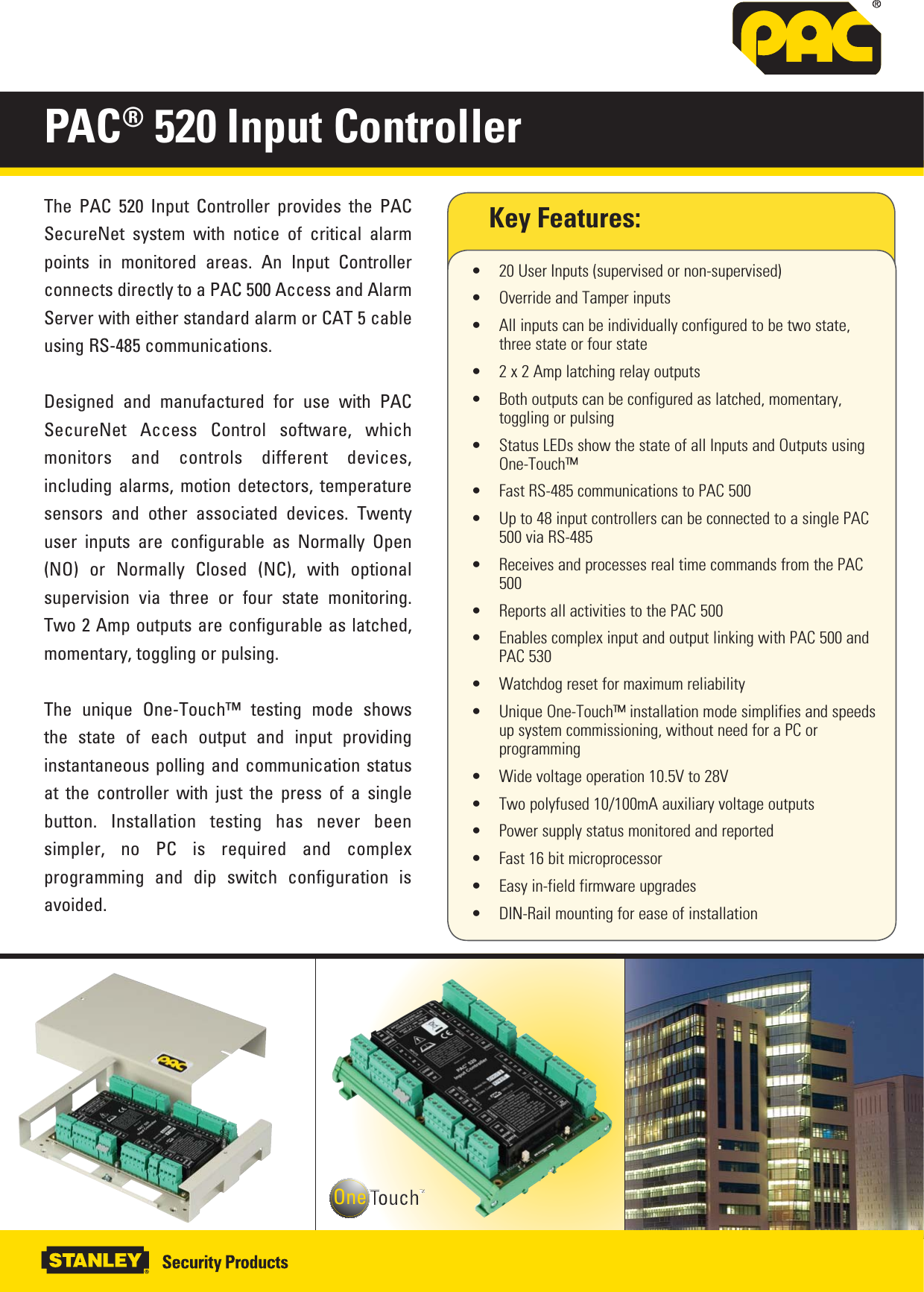Page 1 of 2 - PAC 520 Contoller Datasheet Pac-pac-20051-access-control-controller