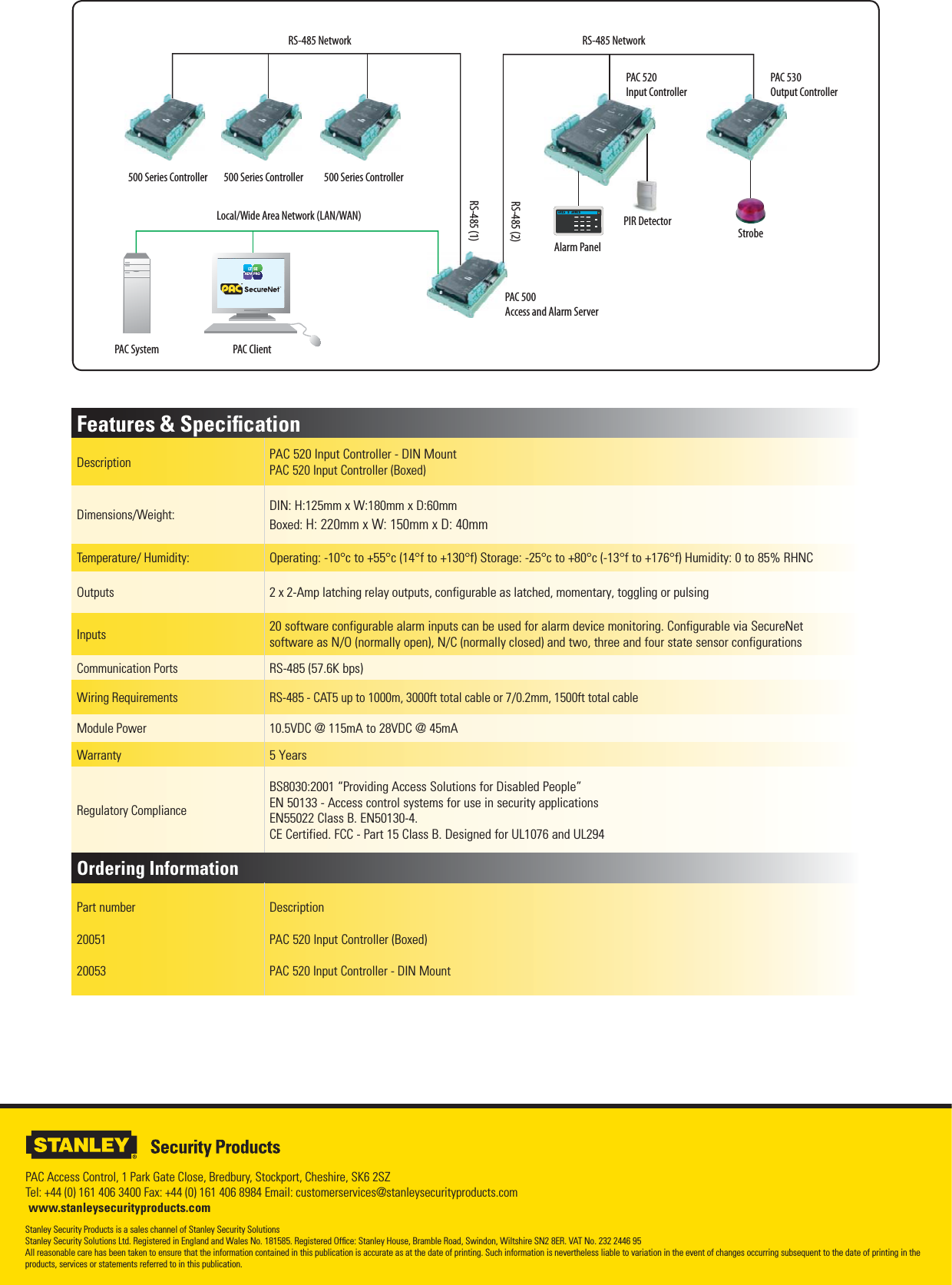 Page 2 of 2 - PAC 520 Contoller Datasheet Pac-pac-20051-access-control-controller