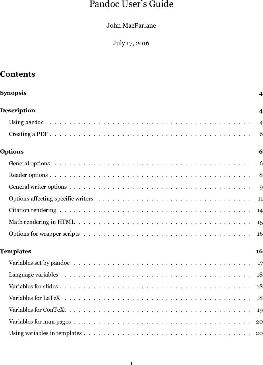 Pandoc User s Guide MANUAL