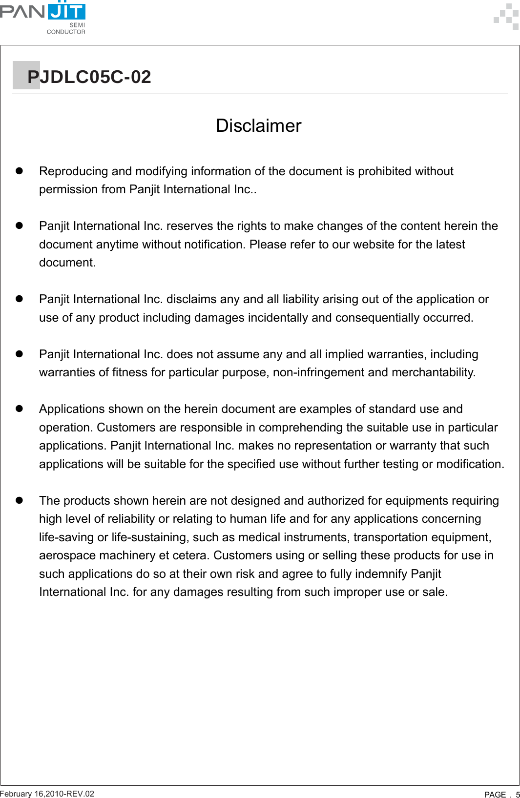 Page 5 of 6 - PJDLC05C-02 - Datasheet. Www.s-manuals.com. Panjit
