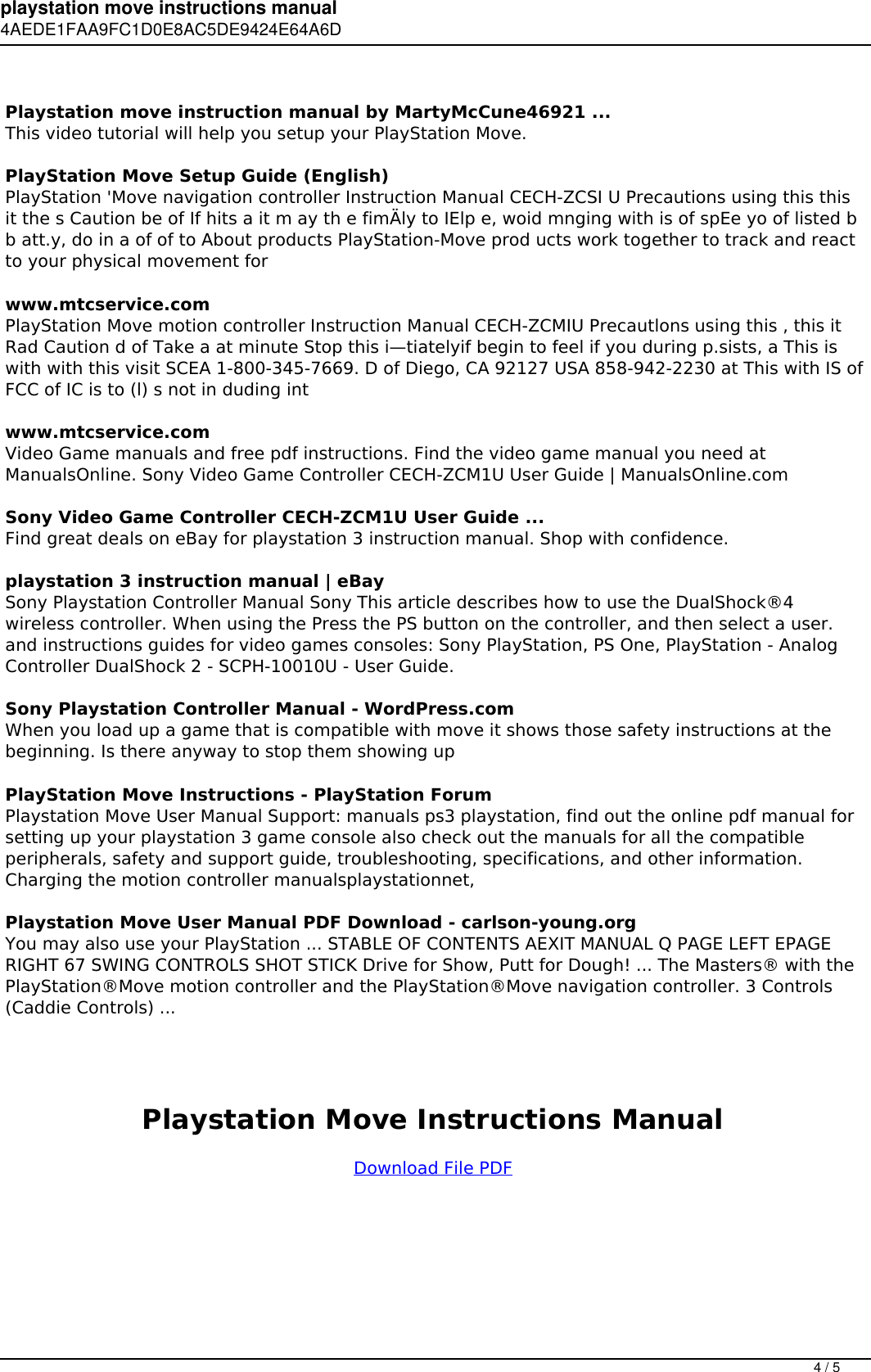 Page 4 of 5 - Playstation Move Instructions Manual