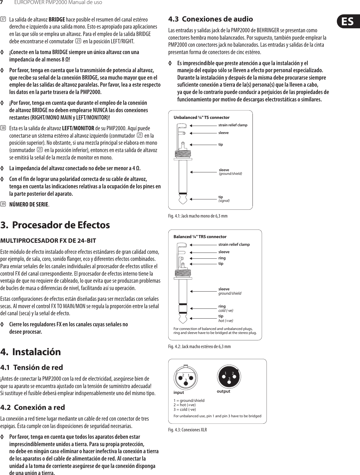 EUROPOWER PMP2000 Behringer User Manual (Spanish) P0611 M Es