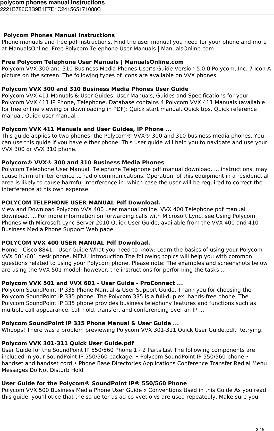 Page 3 of 5 - Polycom Phones Manual Instructions
