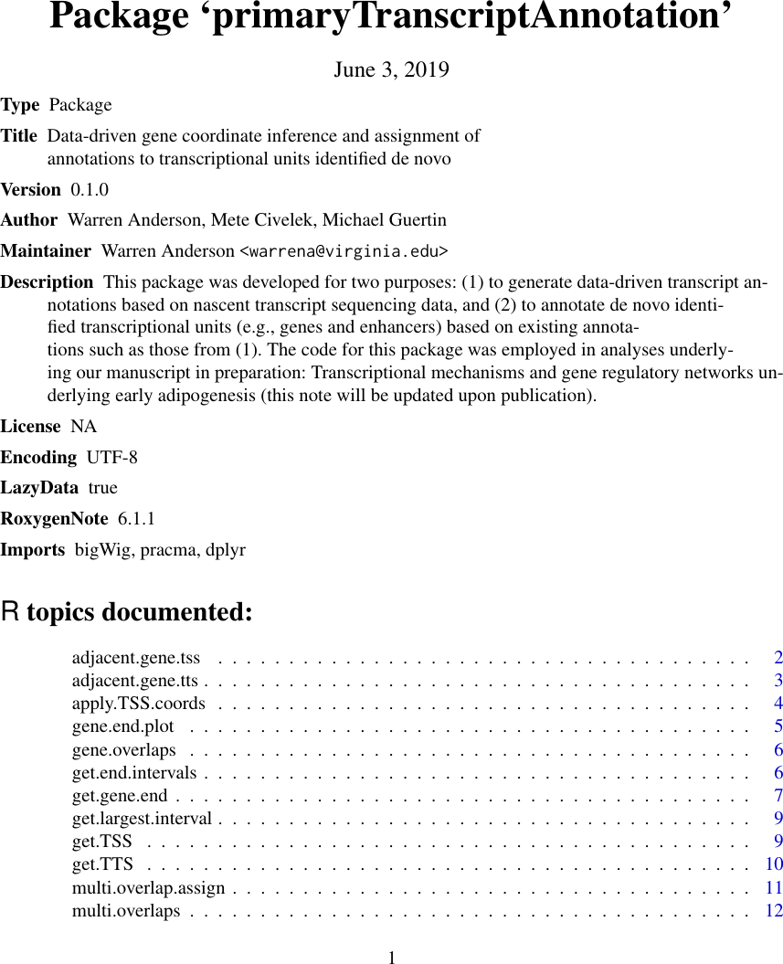 Primary Transcript Annotation manual