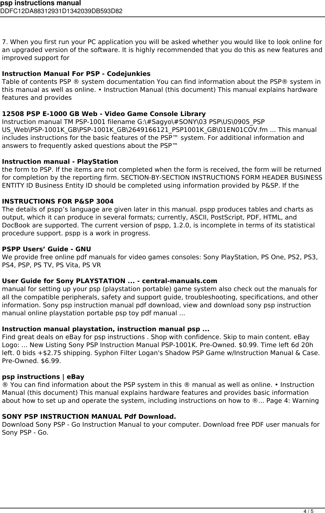 Page 4 of 5 - Psp Instructions Manual