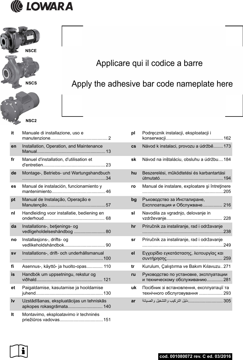 Page 1 of 12 - Pump NCSE Manual