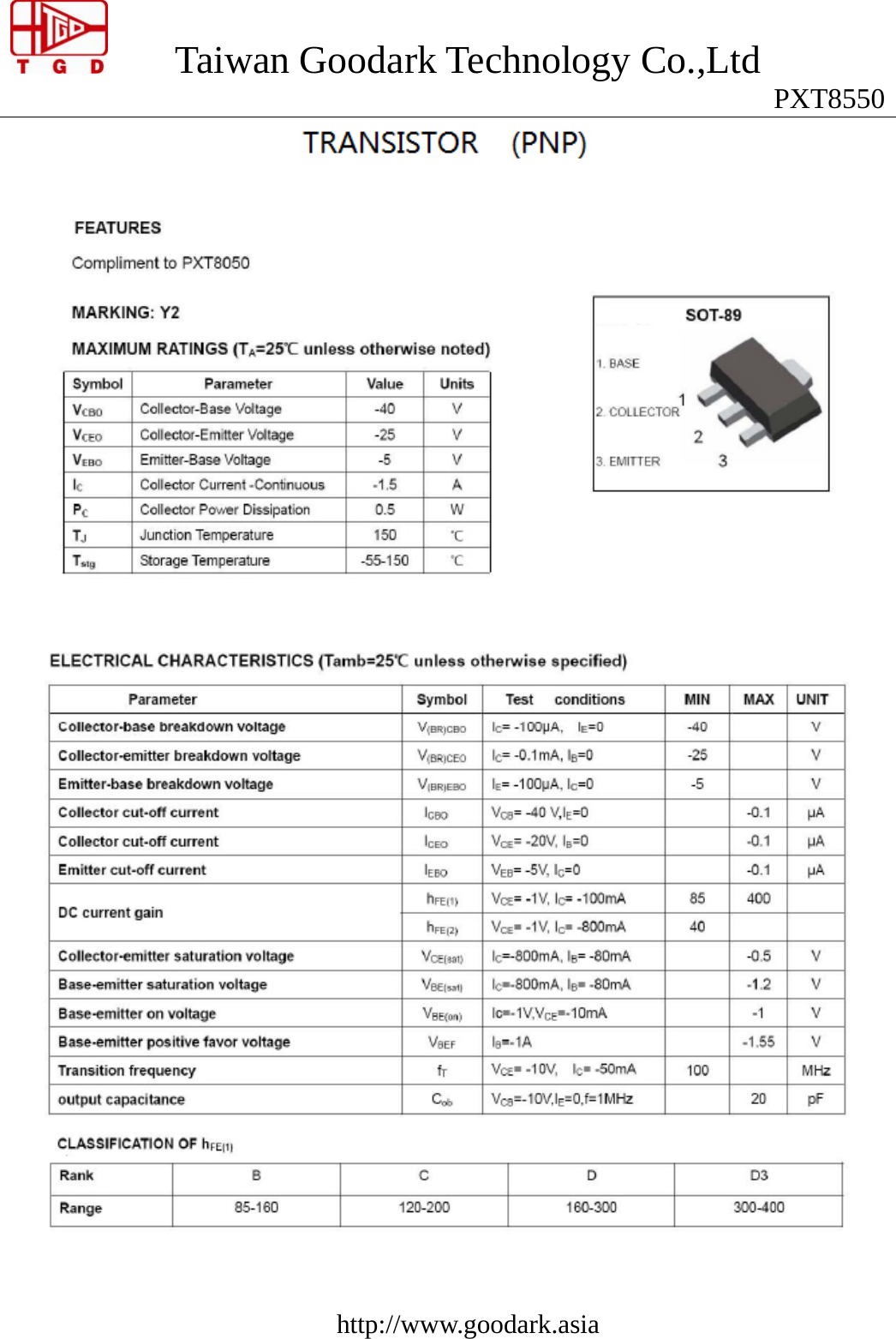 Page 1 of 3 - PXT8550 - Datasheet. Www.s-manuals.com. Tgd