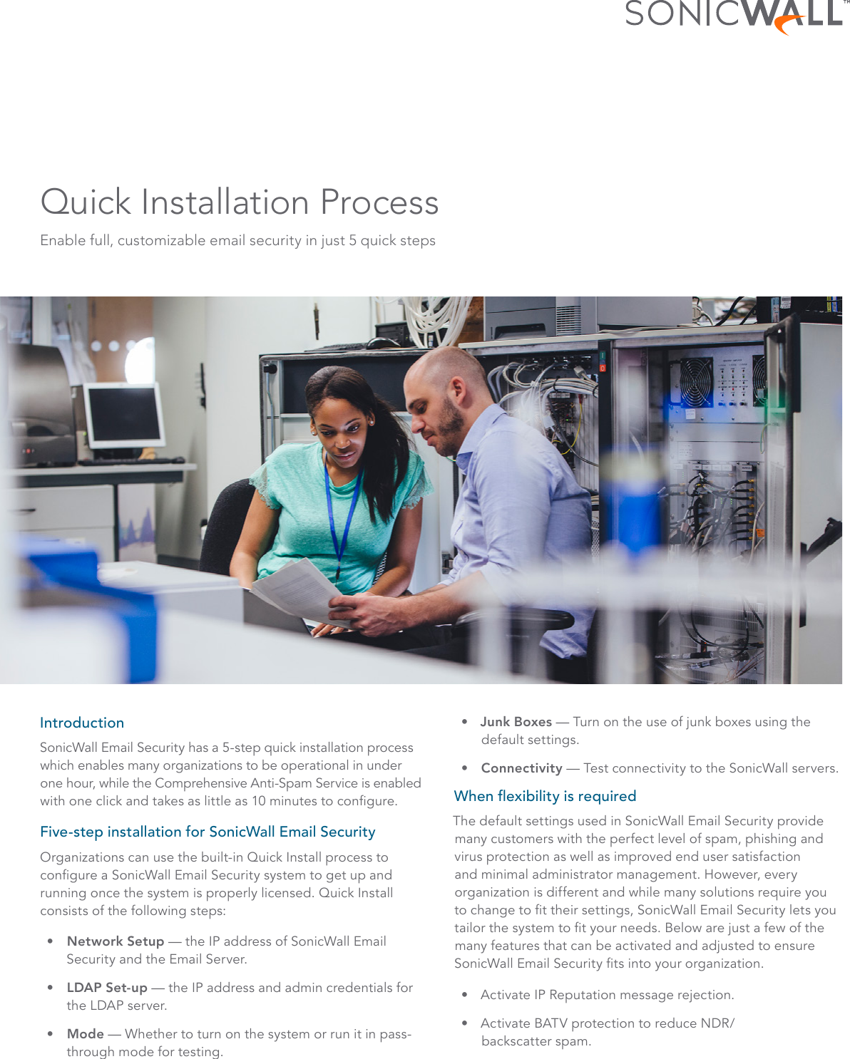 Email Security Quick Installation Process datasheet 74694