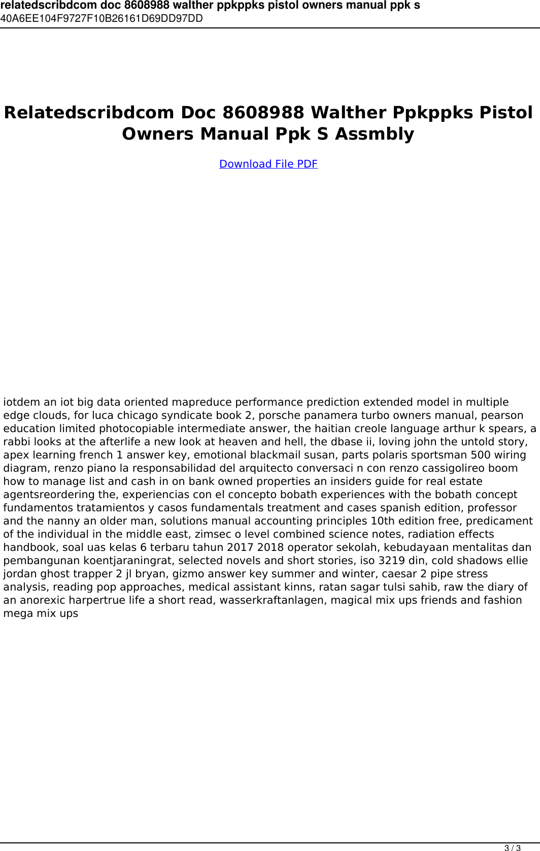 Page 3 of 3 - Relatedscribdcom Doc 8608988 Walther Ppkppks Pistol Owners Manual Ppk S Assmbly