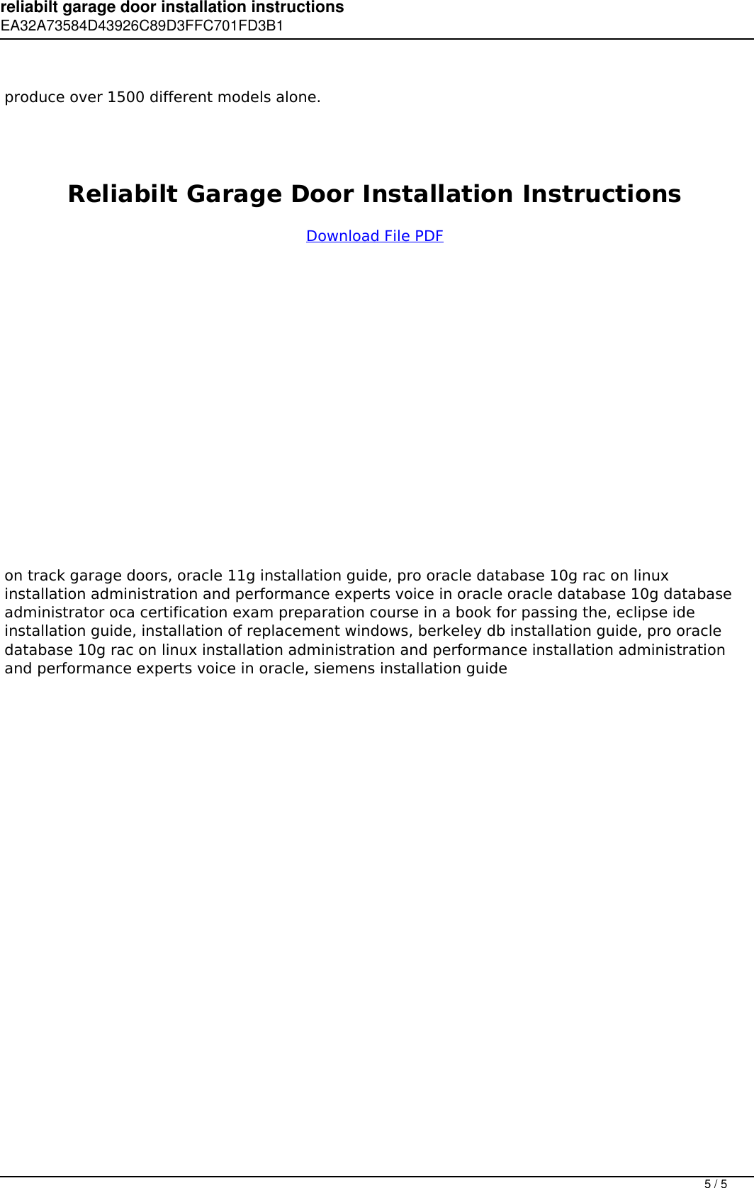 Page 5 of 5 - Reliabilt Garage Door Installation Instructions