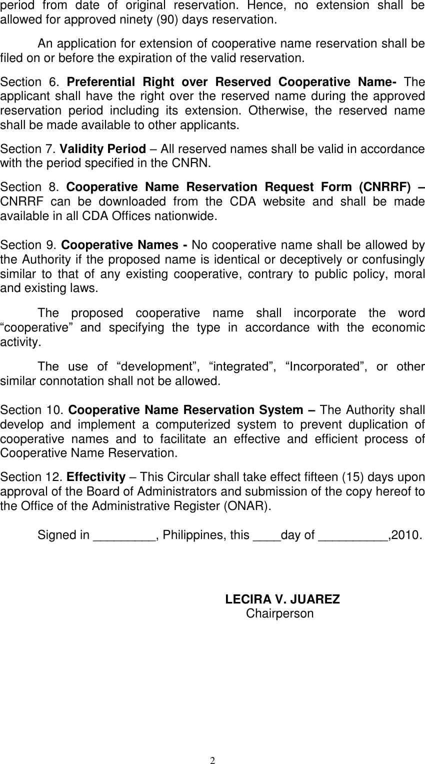 Page 2 of 2 - MEMORANDUM CIRCULAR Reservation Guide