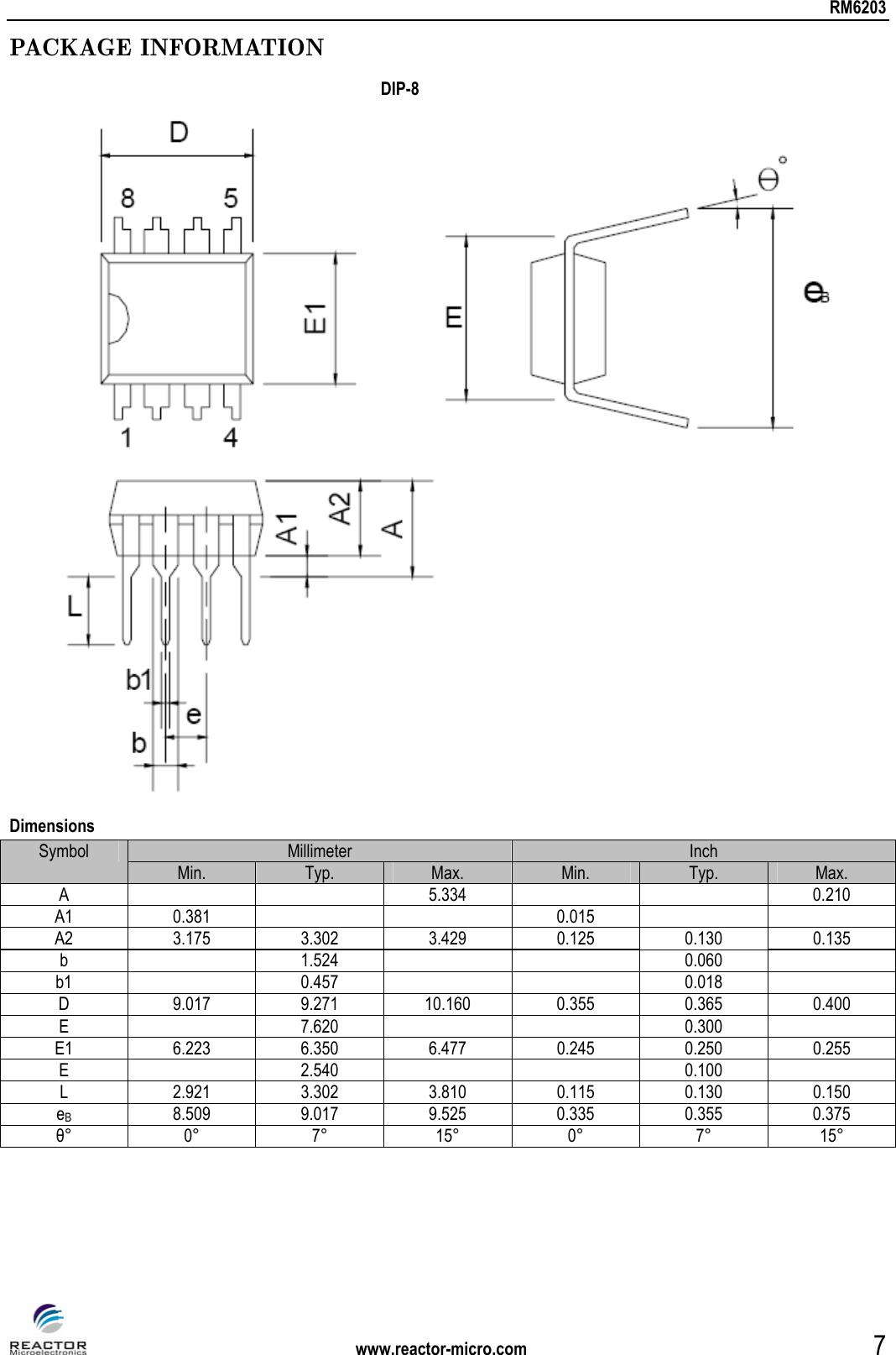 Page 7 of 8 - RM6203 - Datasheet. Www.s-manuals.com. Reactor