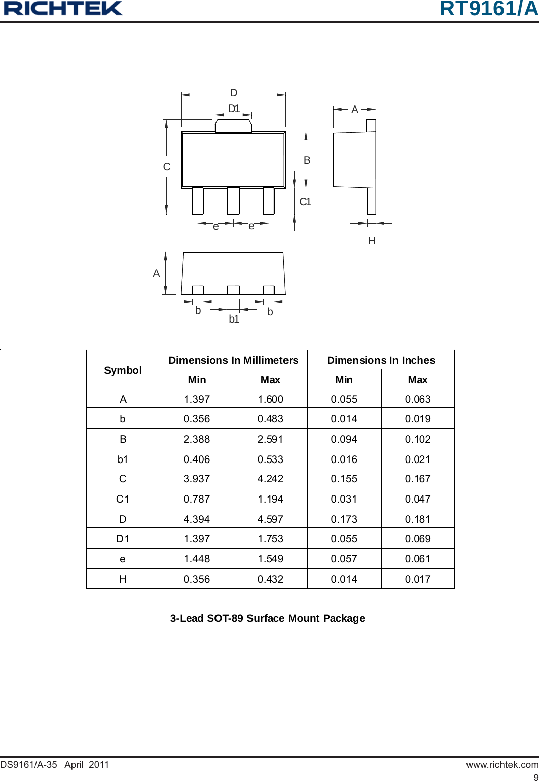 Page 9 of 11 - RT9161, RT9161A - Datasheet. Www.s-manuals.com. Richtek