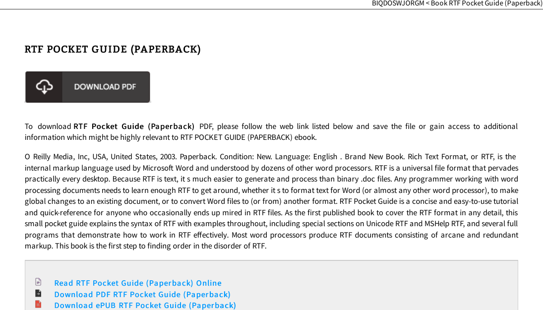 Page 2 of 4 - Read EBook  RTF Pocket Guide (Paperback) // CMJK4PRB8JOL Rtf-pocket-guide-paperback-0596004753