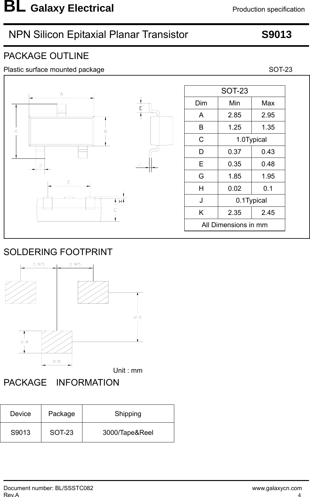 Page 4 of 5 - S9013 - Datasheet. Www.s-manuals.com. Galaxy