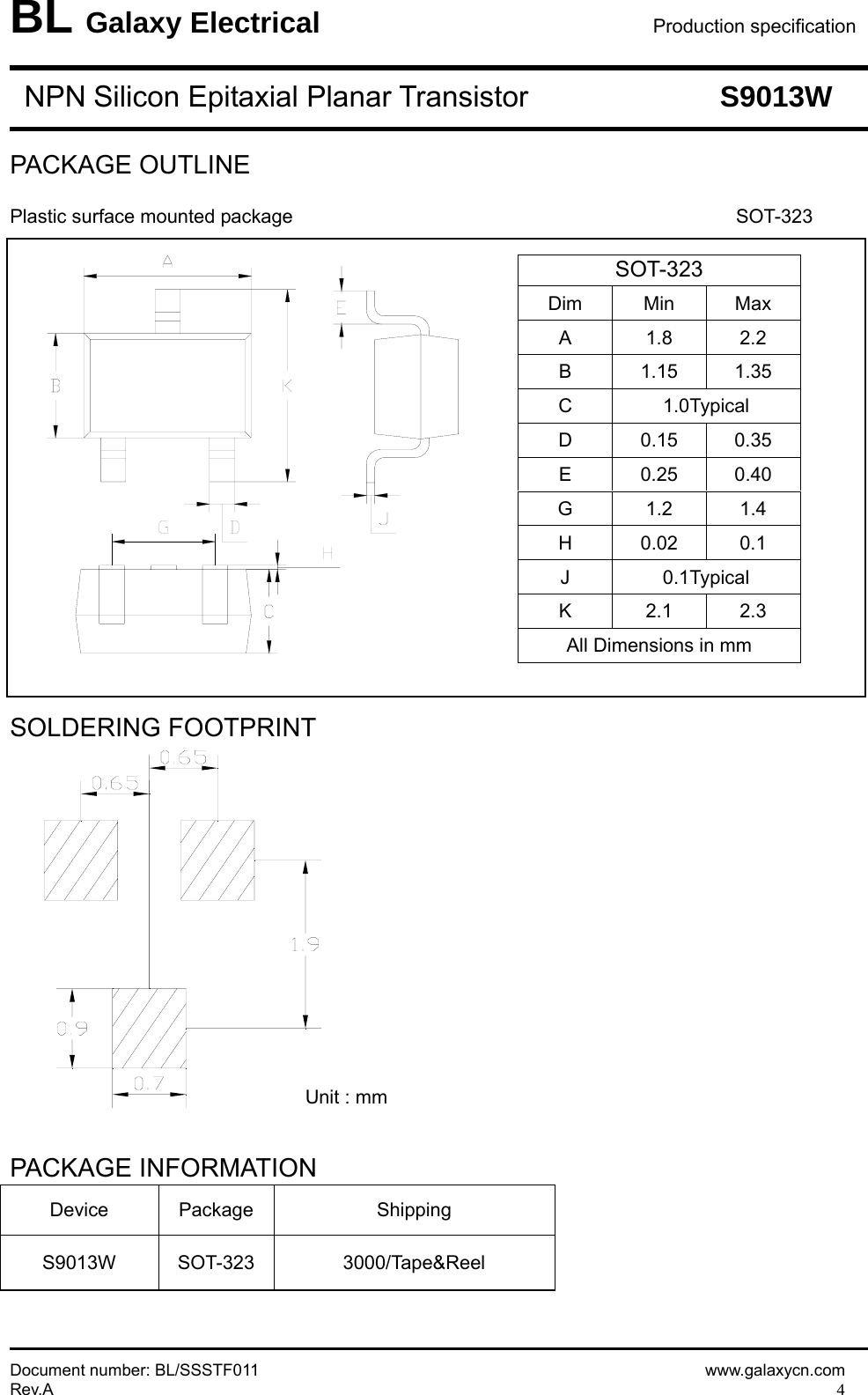 Page 4 of 5 - S9013W - Datasheet. Www.s-manuals.com. Galaxy