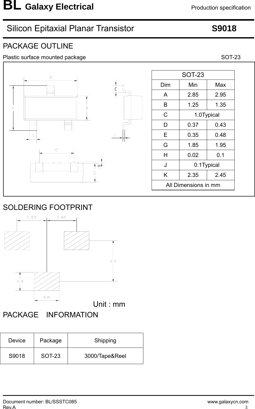 Page 3 of 4 - S9018 - Datasheet. Www.s-manuals.com. Galaxy