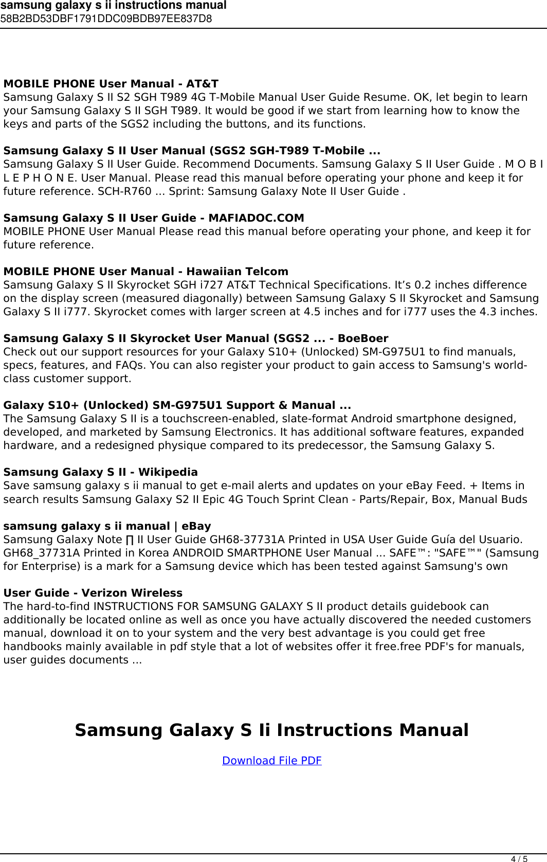 Page 4 of 5 - Samsung Galaxy S Ii Instructions Manual