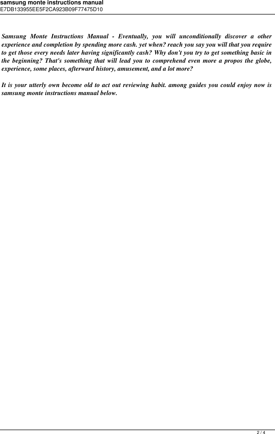 Page 2 of 4 - Samsung Monte Instructions Manual