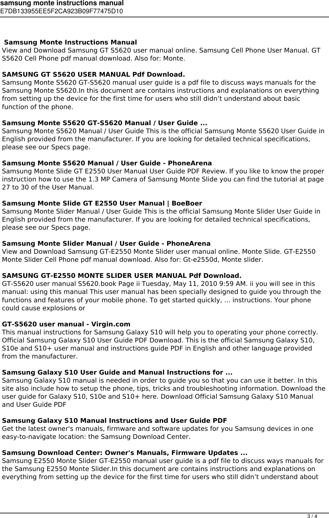 Page 3 of 4 - Samsung Monte Instructions Manual