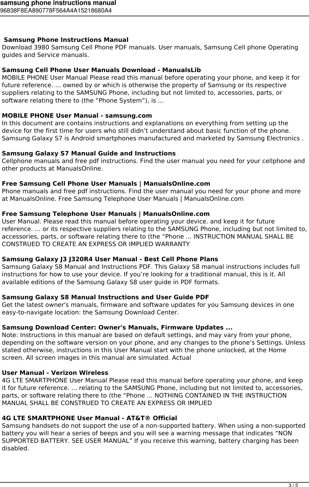 Page 3 of 5 - Samsung Phone Instructions Manual